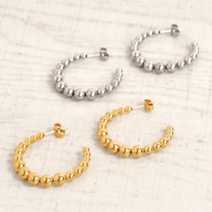 メタルボールステンレスフープピアス サージカルステンレスレディース | FACION | 詳細画像1 