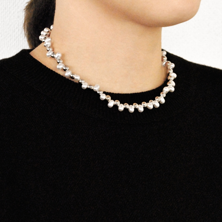 メタル＆パールMIXショートネックレス レディース入学式卒業式結婚式 | FACION | 詳細画像6 