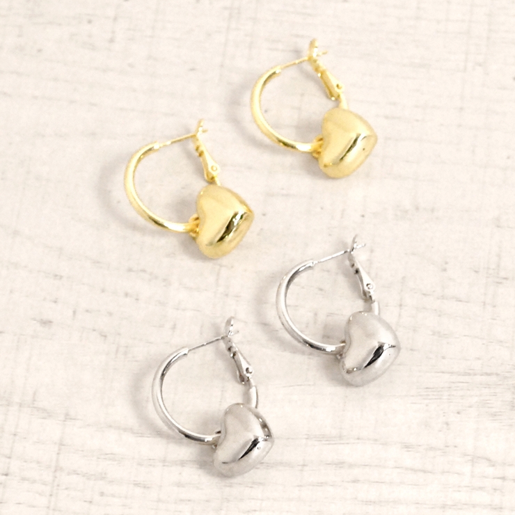 プランプメタルハートフープピアス  シルバーゴールドレディース | FACION | 詳細画像1 