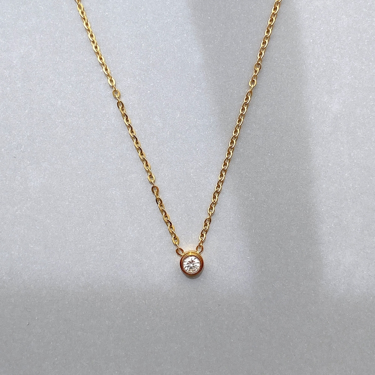 ゴールド | 一粒ラウンドストーンステンレスネックレス レディース サージカルステンレス316… | FACION