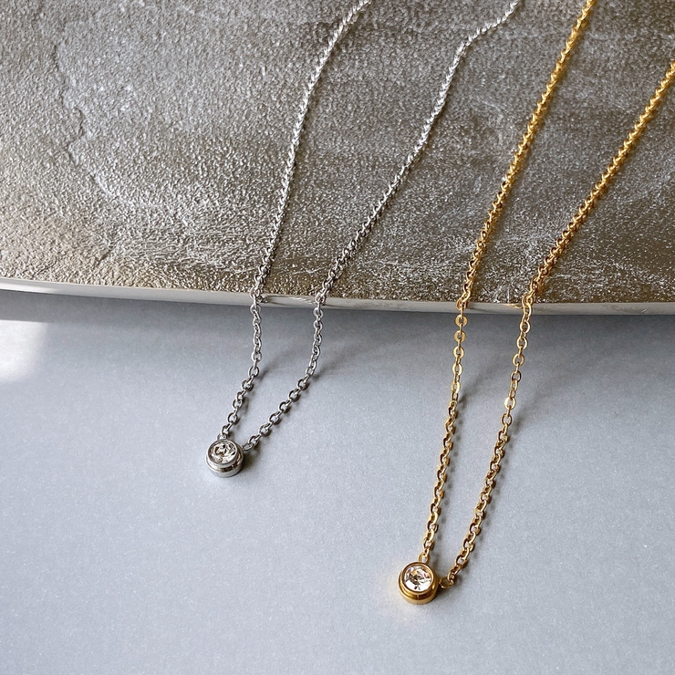 一粒ラウンドストーンステンレスネックレス レディース サージカルステンレス316… | FACION | 詳細画像2 