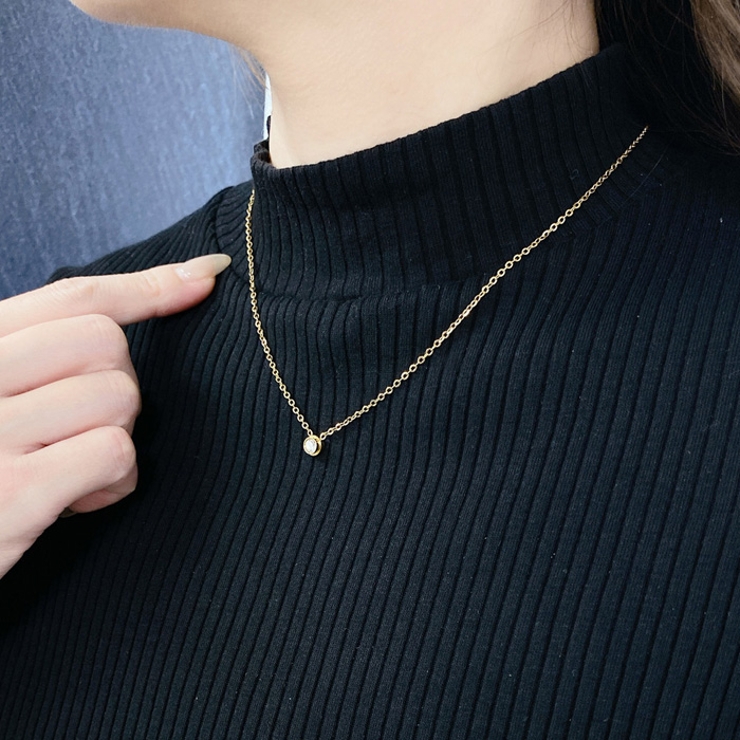 一粒ラウンドストーンステンレスネックレス レディース サージカルステンレス316… | FACION | 詳細画像9 