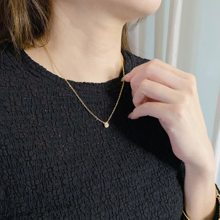 一粒ラウンドストーンステンレスネックレス レディース サージカルステンレス316… | FACION | 詳細画像10 