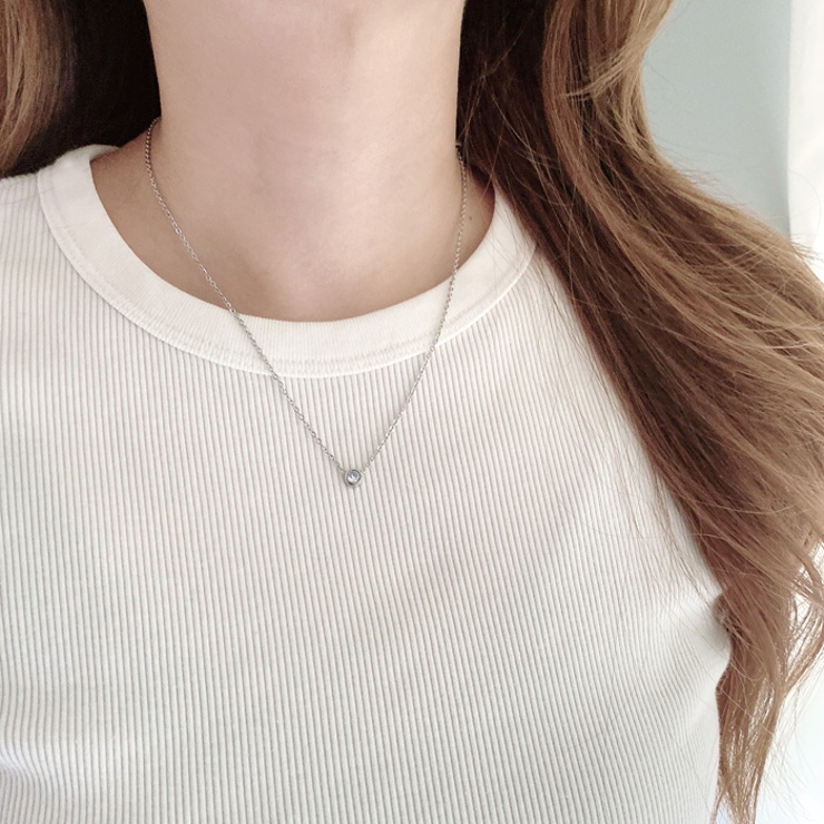 一粒ラウンドストーンステンレスネックレス レディース サージカルステンレス316… | FACION | 詳細画像11 