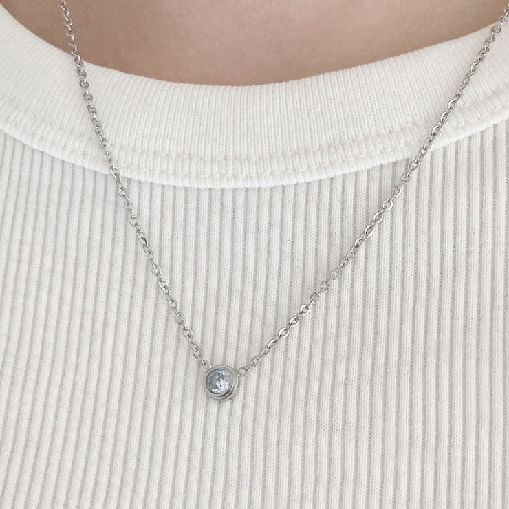 一粒ラウンドストーンステンレスネックレス レディース サージカルステンレス316… | FACION | 詳細画像12 