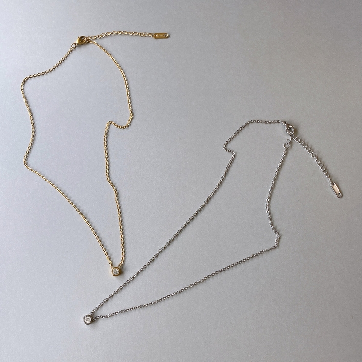 一粒ラウンドストーンステンレスネックレス 金属アレルギー ステンレス | FACION | 詳細画像4 