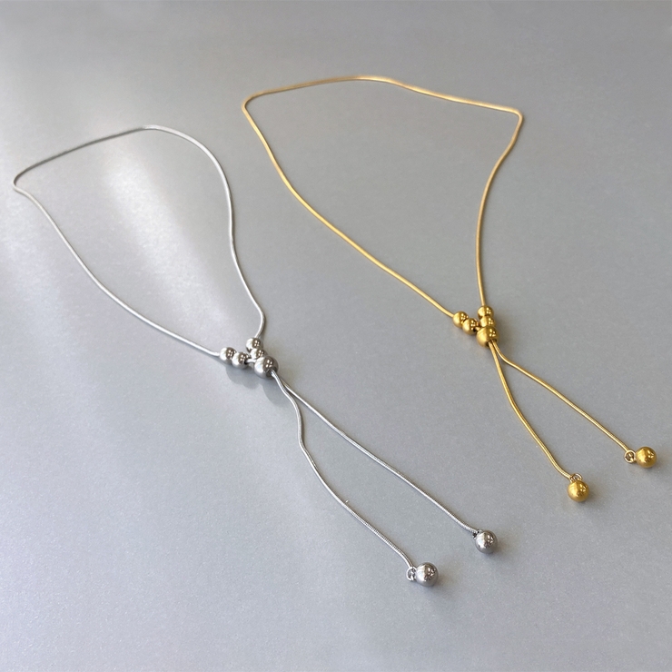 Y字ボールステンレスロングネックレス サージカルステンレス316Lラリエット | FACION | 詳細画像1 