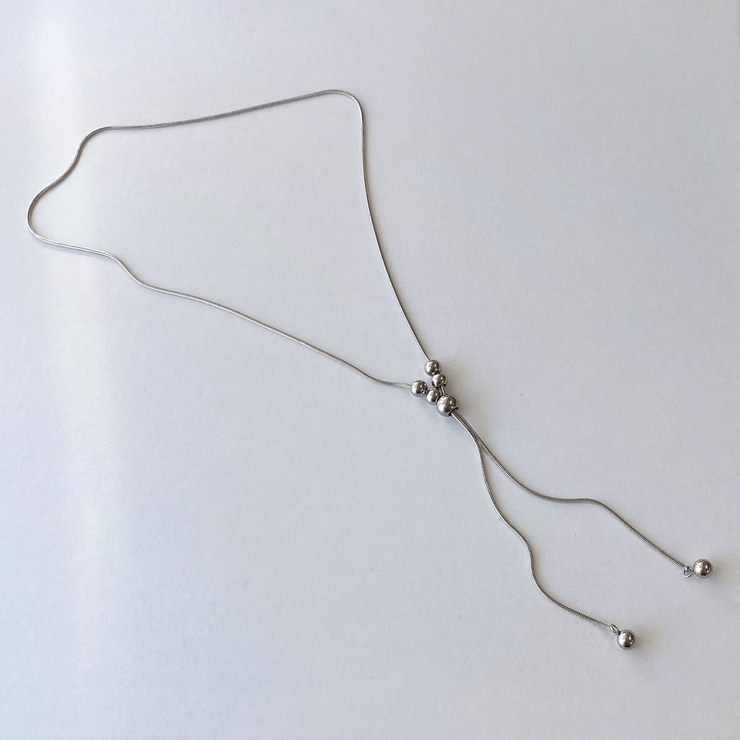 シルバー | Y字ボールステンレスロングネックレス サージカルステンレス316Lラリエット | FACION