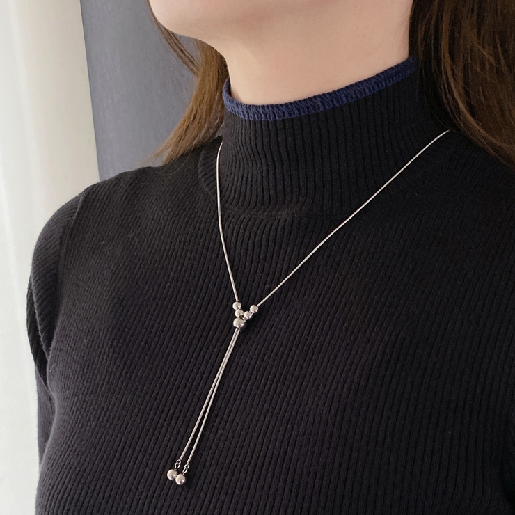 Y字ボールステンレスロングネックレス サージカルステンレス316Lラリエット | FACION | 詳細画像6 