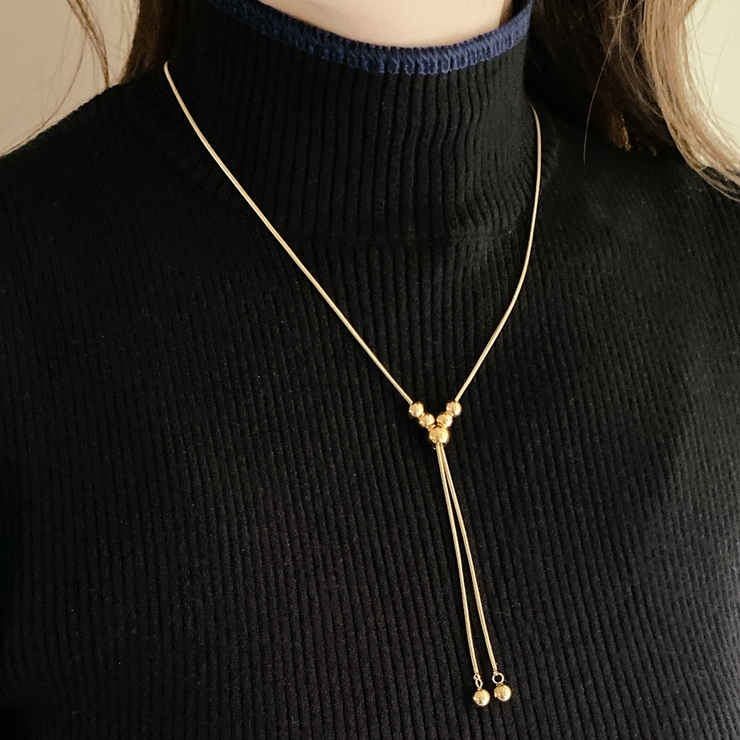 Y字ボールステンレスロングネックレス サージカルステンレス316Lラリエット | FACION | 詳細画像9 