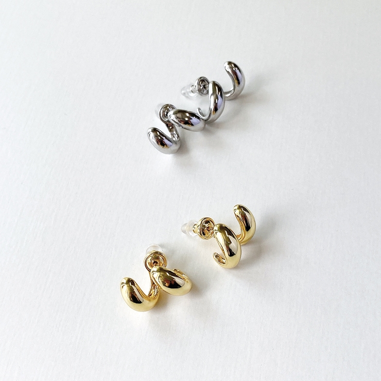 2WAYプランプダブルメタルフープピアス   シルバーゴールド レディース | FACION | 詳細画像3 