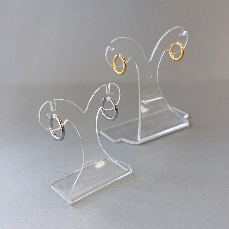 スクラッチカットステンレスフープピアス 中折れ ワンタッチ 開閉式 | FACION | 詳細画像2 