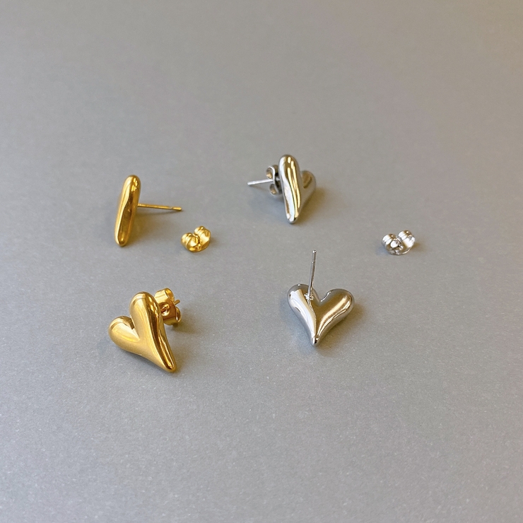 ニュアンスハートステンレスピアス サージカルステンレス316L  レディース | FACION | 詳細画像3 