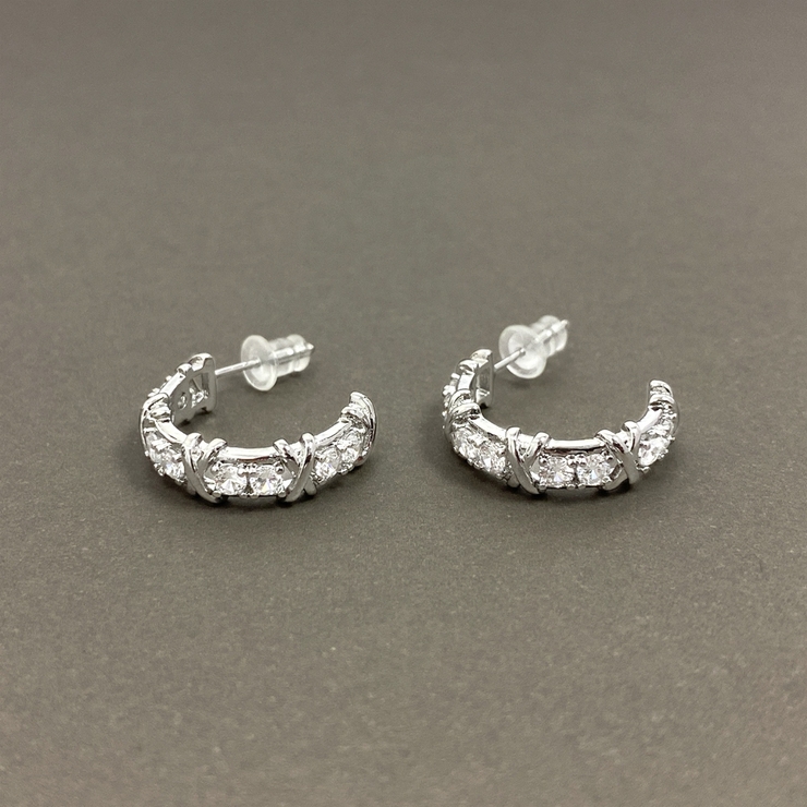 シルバー | ジルコニアストーンC型フープピアス レディースシルバーゴールド | FACION