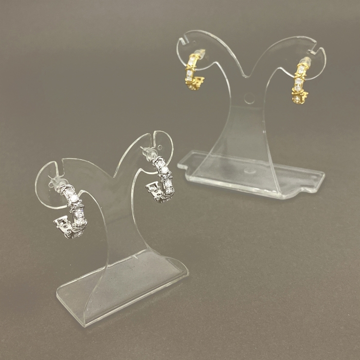 ジルコニアストーンC型フープピアス レディースシルバーゴールド | FACION | 詳細画像3 