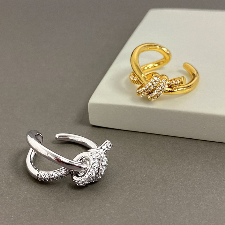 ストーン付ノットリボンパヴェリング 指輪 結び レディース ジルコニア | FACION | 詳細画像1 