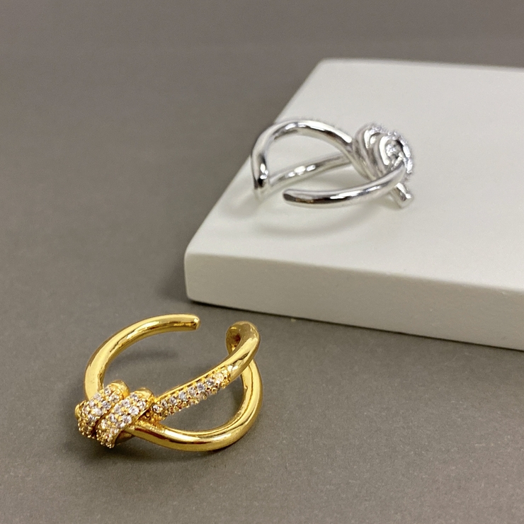 ストーン付ノットリボンパヴェリング 指輪 結び レディース ジルコニア | FACION | 詳細画像3 