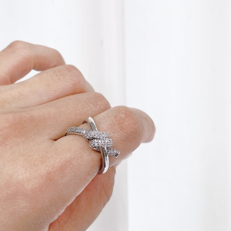 ストーン付ノットリボンパヴェリング 指輪 結び レディース ジルコニア | FACION | 詳細画像5 