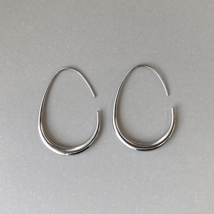シルバー | 大振りドロップフープステンレスピアス サージカルステンレス316L レディース | FACION
