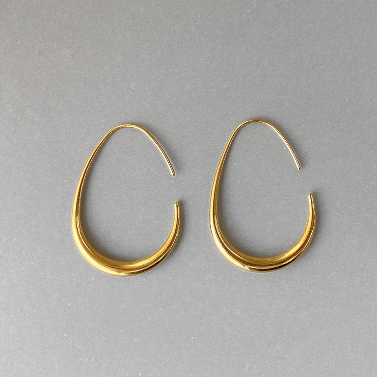 ゴールド | 大振りドロップフープステンレスピアス サージカルステンレス316L レディース | FACION