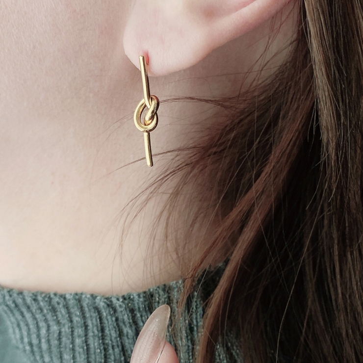 ノットラインバーステンレスピアス サージカルステンレス316L レディース | FACION | 詳細画像9 