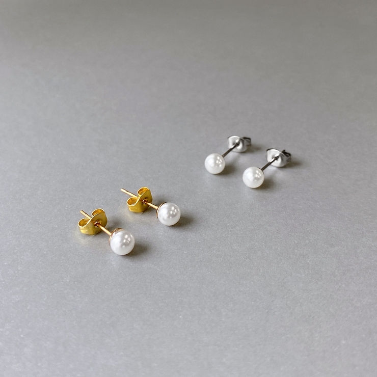 一粒パールステンレススタッドピアス 真珠 両耳 | FACION | 詳細画像1 