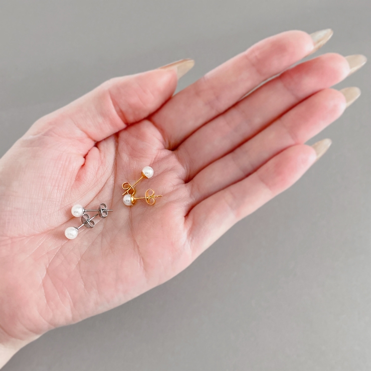 一粒パールステンレススタッドピアス 真珠 両耳 | FACION | 詳細画像5 