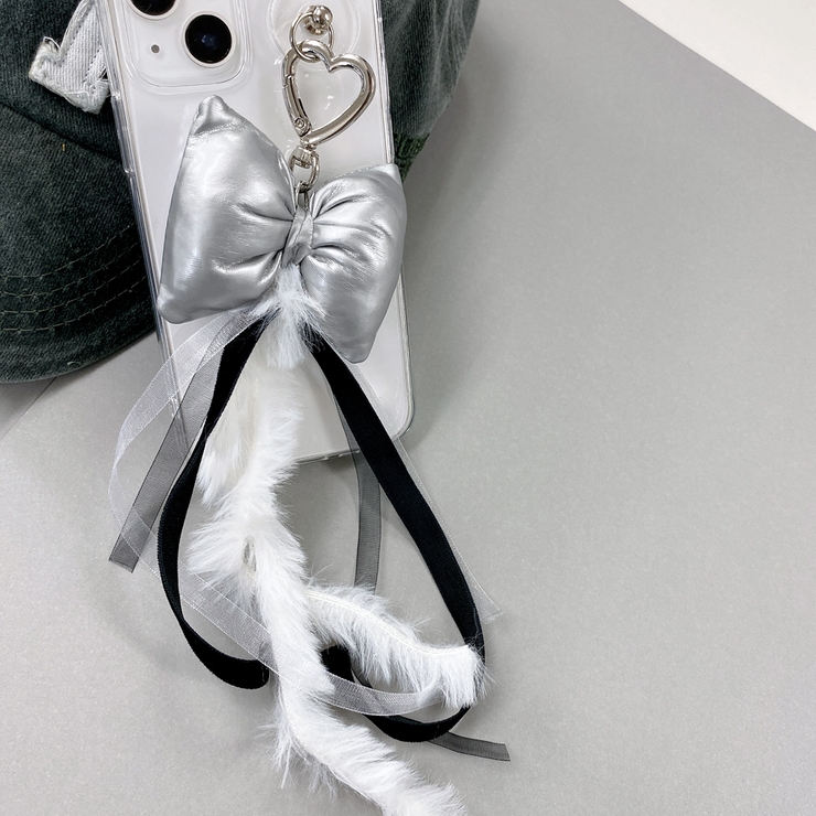 リボンクッション&ファーキーリング バッグチャーム キーホルダー ハンドメイド | FACION | 詳細画像3 