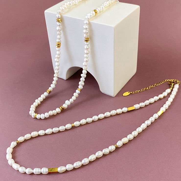 淡水パールデザインステンレスネックレス レディース サージカルステンレス | FACION | 詳細画像1 