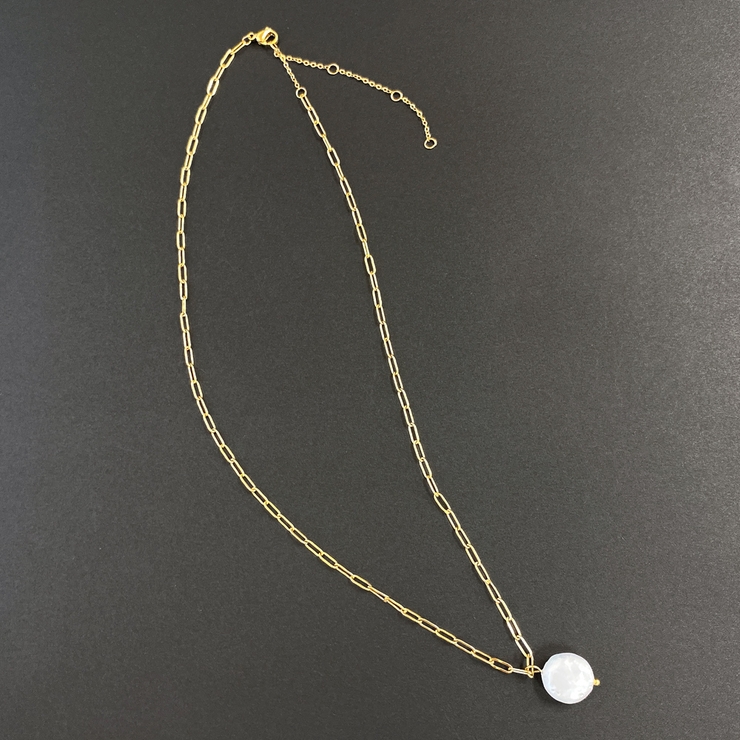 ゴールド | 大粒淡水パールステンレスネックレス レディース 淡水真珠 | FACION