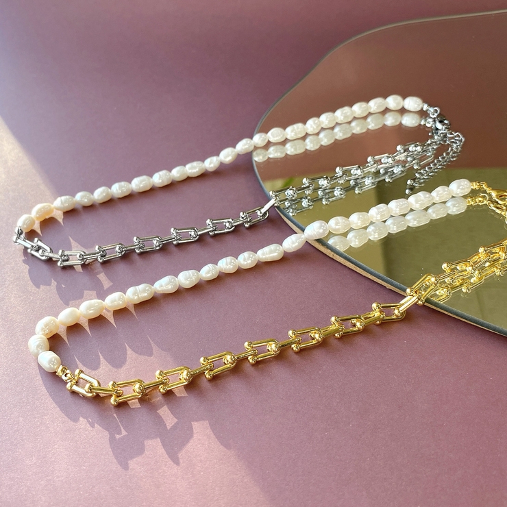 淡水パール＆デザインチェーンネックレス レディース 女性 | FACION | 詳細画像3 