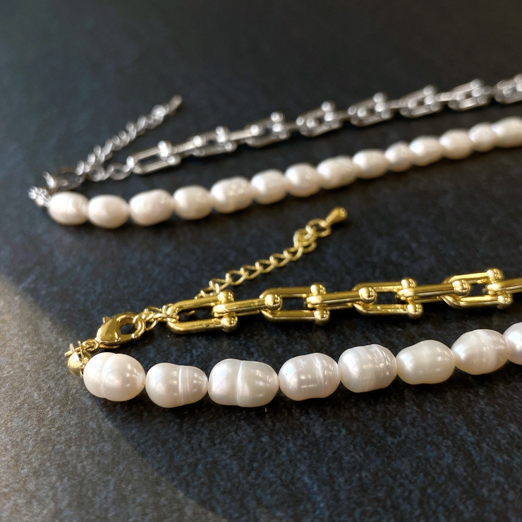 淡水パール＆デザインチェーンネックレス レディース 女性 | FACION | 詳細画像4 