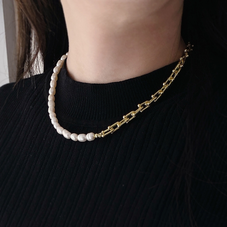 淡水パール＆デザインチェーンネックレス レディース 女性 | FACION | 詳細画像7 