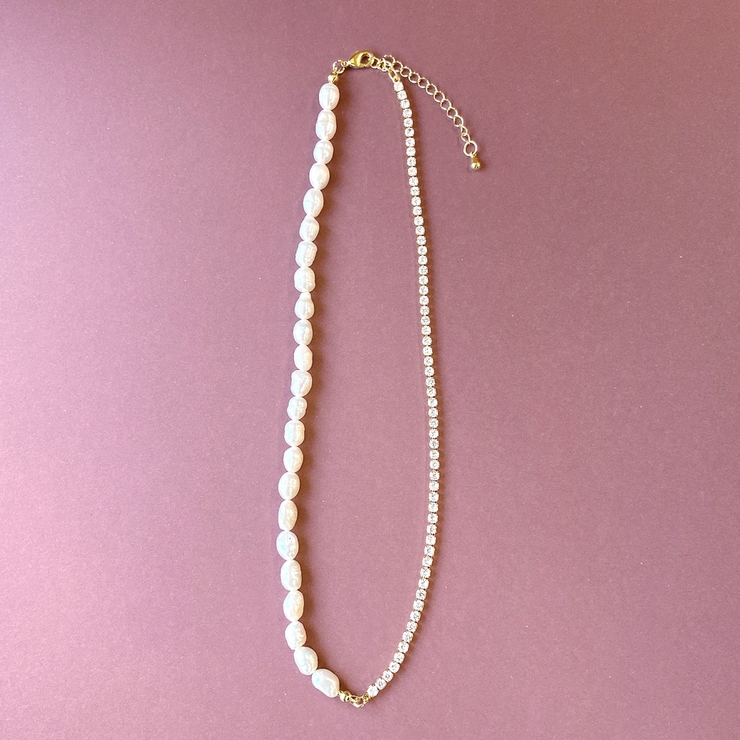 ゴールド | 淡水パール＆ストーンチェーンネックレスレディース 女性 オケージョン | FACION