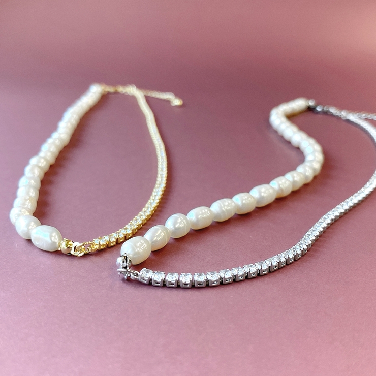 淡水パール＆ストーンチェーンネックレスレディース 女性 オケージョン | FACION | 詳細画像3 