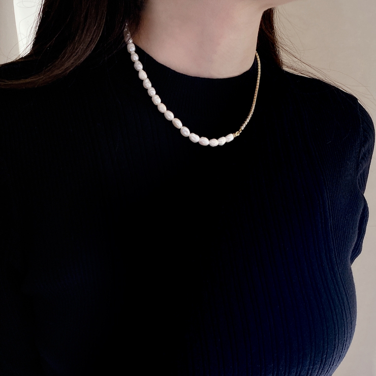 淡水パール＆ストーンチェーンネックレスレディース 女性 オケージョン | FACION | 詳細画像7 