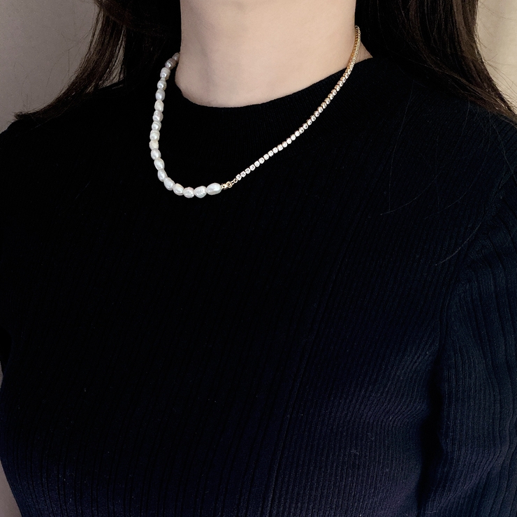 淡水パール＆ストーンチェーンネックレスレディース 女性 オケージョン | FACION | 詳細画像8 