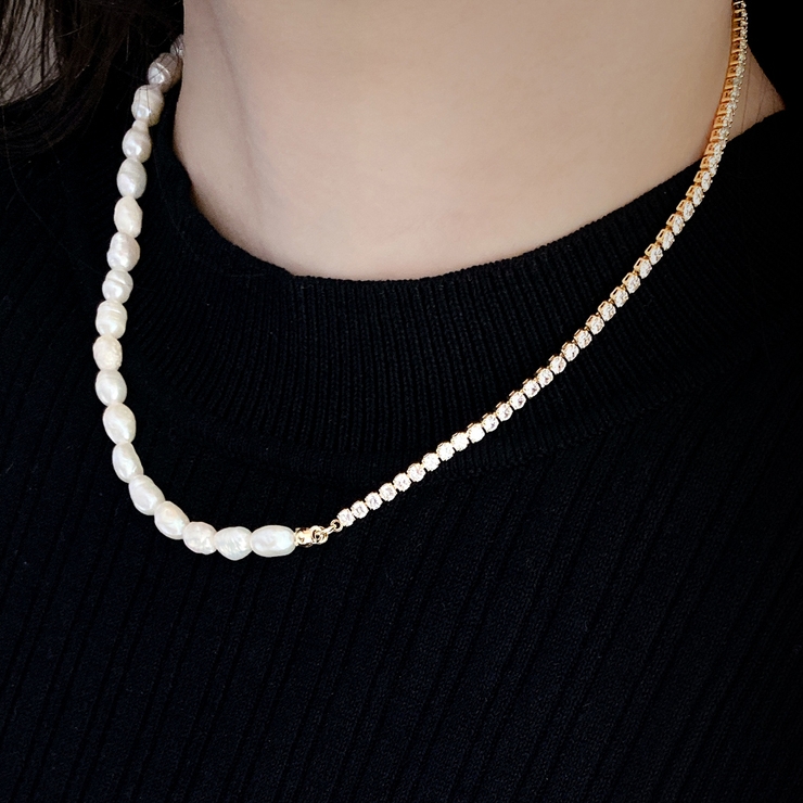 淡水パール＆ストーンチェーンネックレスレディース 女性 オケージョン | FACION | 詳細画像9 