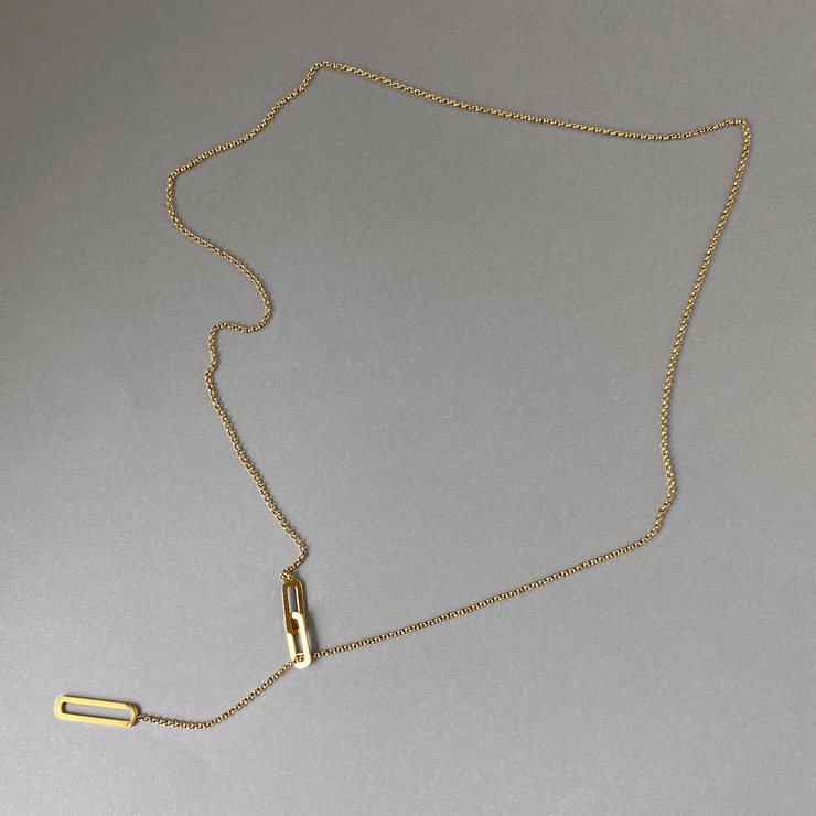 ゴールド | スクエアY字ロングステンレスネックレス ロングチェーン サージカルステンレス | FACION