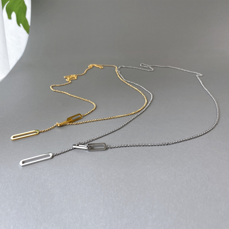 スクエアY字ロングステンレスネックレス ロングチェーン サージカルステンレス | FACION | 詳細画像3 