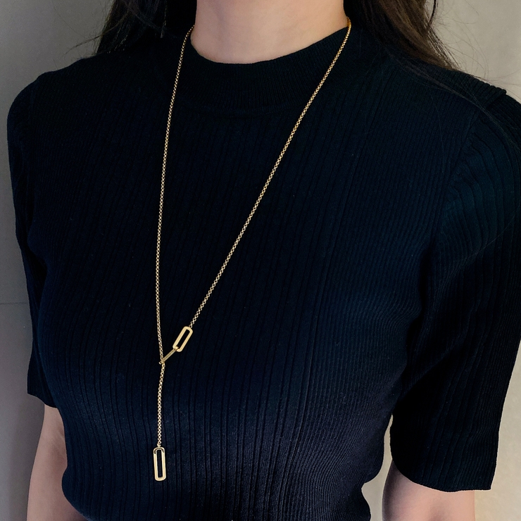 スクエアY字ロングステンレスネックレス ロングチェーン サージカルステンレス | FACION | 詳細画像6 