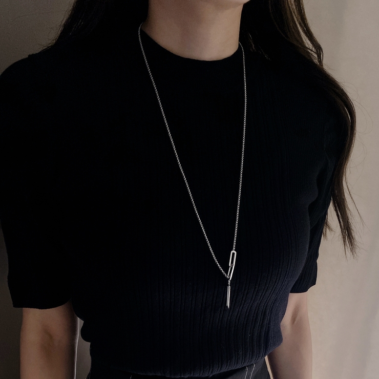 スクエアY字ロングステンレスネックレス ロングチェーン サージカルステンレス | FACION | 詳細画像8 