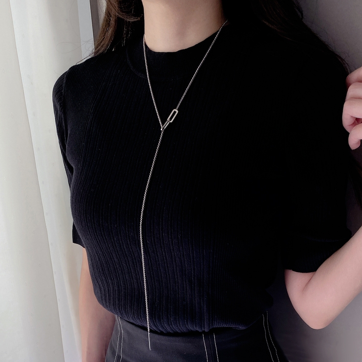 スクエアY字ロングステンレスネックレス ロングチェーン サージカルステンレス | FACION | 詳細画像9 