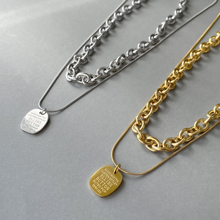 英字プレート2連ステンレスネックレス アレルギー対応 つけっぱなし | FACION | 詳細画像1 