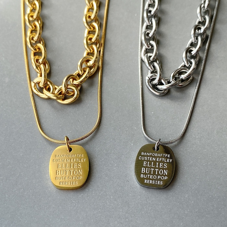 英字プレート2連ステンレスネックレス アレルギー対応 つけっぱなし | FACION | 詳細画像2 