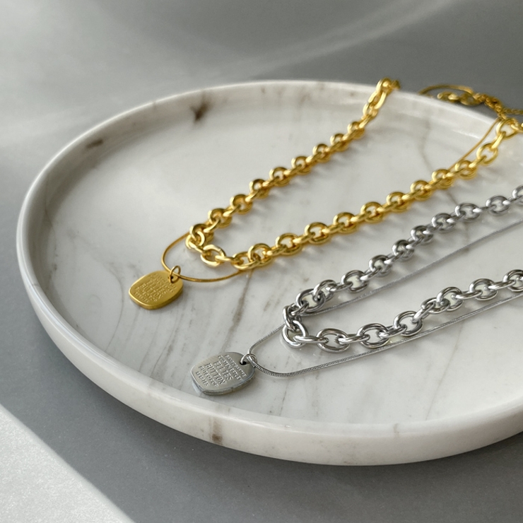 英字プレート2連ステンレスネックレス アレルギー対応 つけっぱなし | FACION | 詳細画像3 