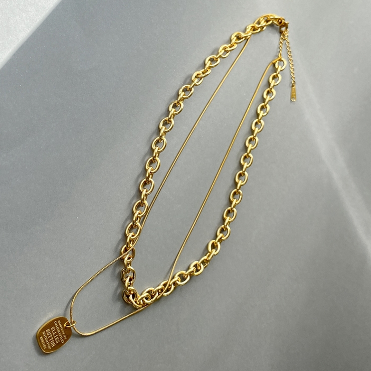 英字プレート2連ステンレスネックレス アレルギー対応 つけっぱなし | FACION | 詳細画像4 