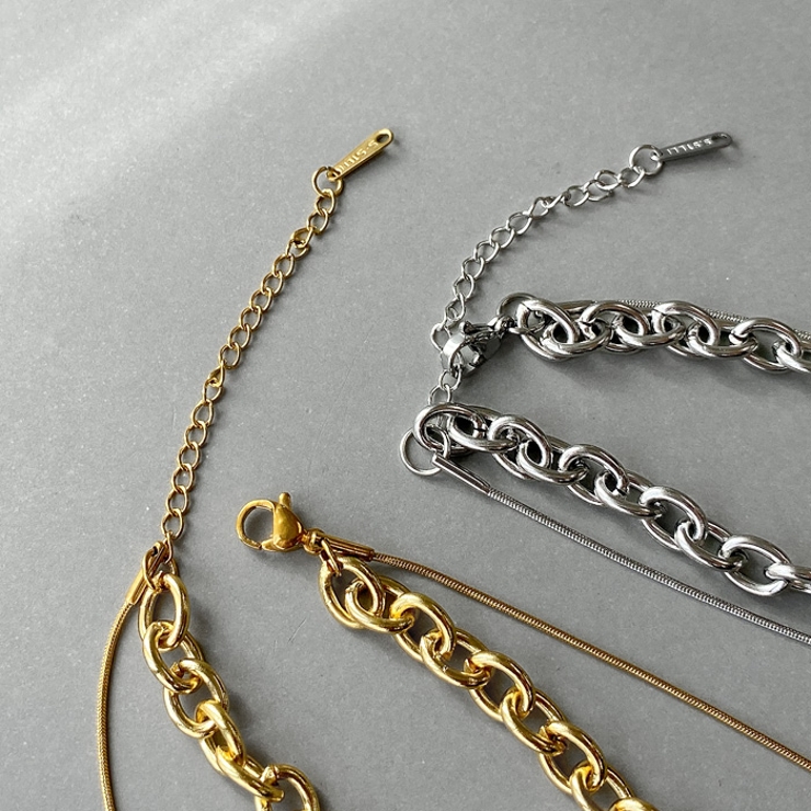 英字プレート2連ステンレスネックレス アレルギー対応 つけっぱなし | FACION | 詳細画像5 