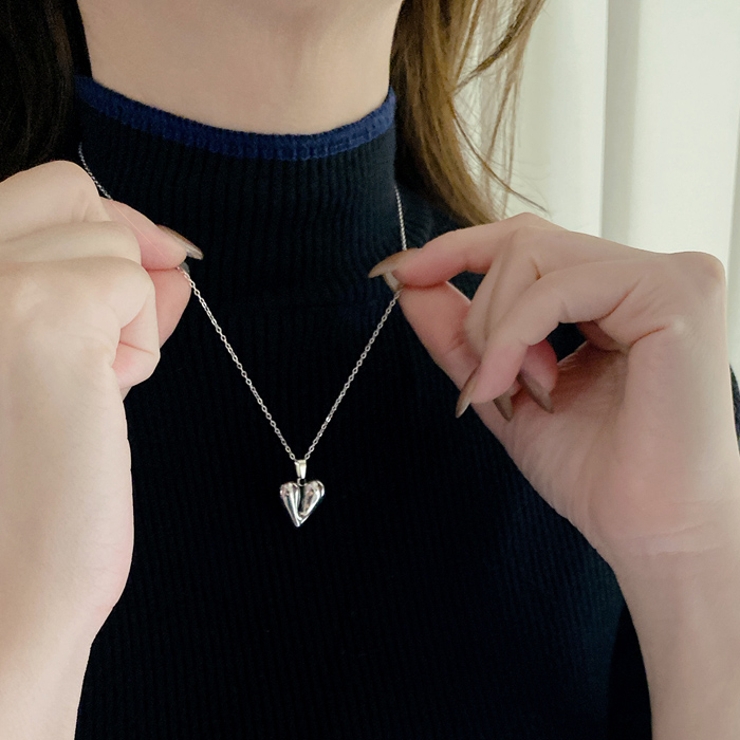 ドロップハートステンレスネックレス ペンダント サージカルステンレス | FACION | 詳細画像10 