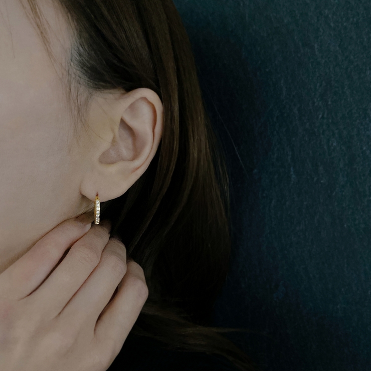 CZワンタッチステンレスフープピアス 両耳用 サージカルステンレス | FACION | 詳細画像8 